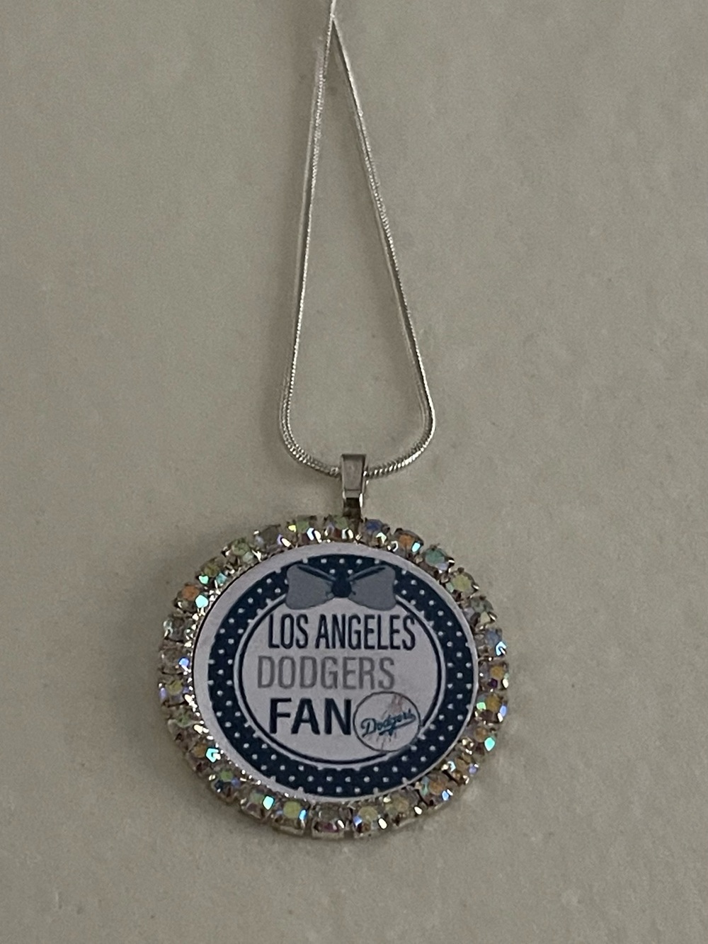 Los Angeles Dodgers Fan Pendant Necklace - Blue & Silver